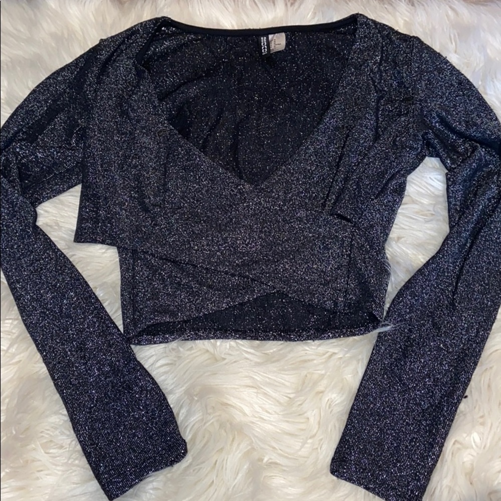 H&M Black Sparkly Long Sleeve Party Shirt